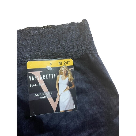 Vanity Fair Vassarette Half Slip Womens M 24” Long Black Sable Lace Waist - Picture 5 of 9